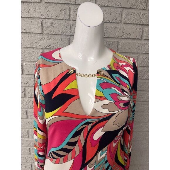 Trina Turk Multi Color Sheath Cocktail Dress Size 0 - Picture 6 of 10